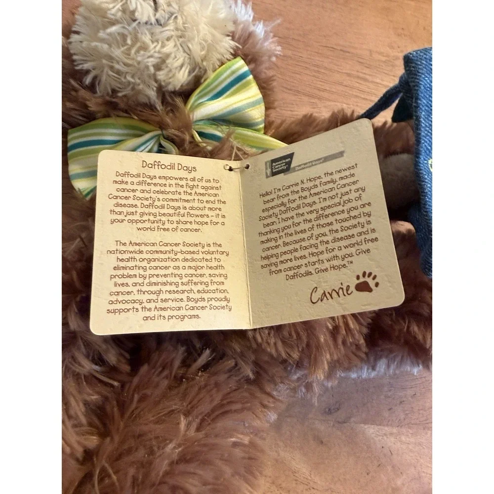 BOYDS SPECIAL‎ EDITION AMERICAN CANCER SOCIETY BROWN BEAR PLUSH-DAFFODIL DAYS